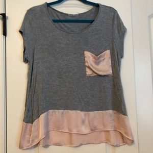 Flowy Tunic Tee With Pink Satin Details